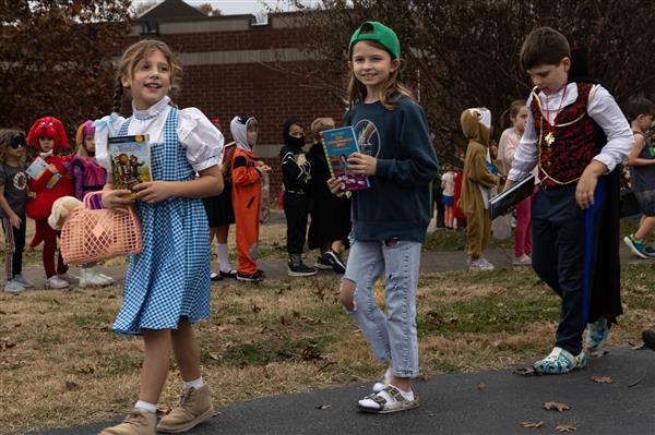 students walking outside